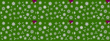 Çiçekli karalama şeklinde Raster çiçek deseni. Yeşil renkli çiçekler. Nazik, narin çiçek arkaplanı.