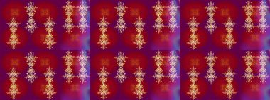 Kırmızı, mor ve menekşe rengi kar tanecikleri. Kar Tanesi Mozaik ikonu. Raster illüstrasyonu. Grafiksel element dekorasyonu. Düz dizayn. Sembol kışı, donmuş, Noel, yeni yıl tatili.