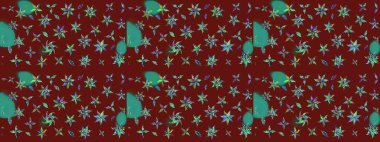 Tekstil, kumaş, kapaklar, duvar kağıtları, baskı, naylon, koleksiyon defteri, örgü, dekupaj için güzel bir eskiz. Millefleur 'lar. Küçük kırmızı çiçekli oldukça eski bir besin torbası deseni..