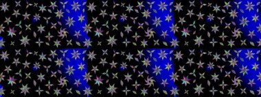 Ağaç dallı bahar çiçekleriyle desen, çiçek siluetiyle siyah renkler. Raster deseni.