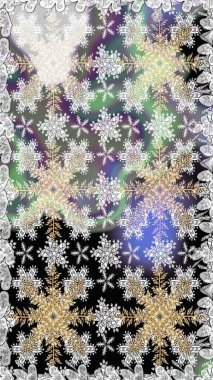 Gri renklerde altın. Kusursuz ortaçağ çiçek deseni. Dekoratif simetri arabesk. Raster illüstrasyonu. Doğum günü, davetiye ya da afiş için tebrik kartı.