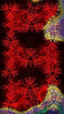 Raster illüstrasyonu. Kar taneleri deseni. Renkli arka planda izole edilmiş kar tanelerinin düz tasarımı. Kar tanesi süsleme deseni. Kar taneleri arkaplanı.