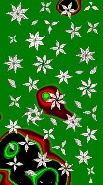 Küçük çiçekteki sevimli çiçek deseni. Raster illüstrasyonu. Raster deseni. Yumuşak, yaz çiçekleri yeşil renklerde.