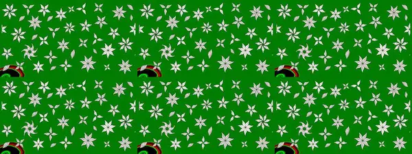 Raster illüstrasyonu. Çiçek desenli çizim. Asya tekstil tarzında. Raster illüstrasyonu. Yeşil renkte çiçekler.