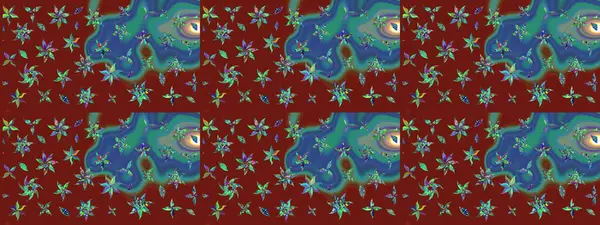 Raster çiçek desenli çiçek deseni, yapraklar, dekoratif elementler, sıçrama, lekeler, el çizimi kontur çizgileri ve Doodle çizim stili, grafik raster çizim çizimi.