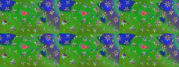 Sevimli çiçek raster deseni. Düz Çiçek Elementleri Tasarımı. Yeşil renkli çiçekler. Renkli Yaz Teması çizim şablonu.
