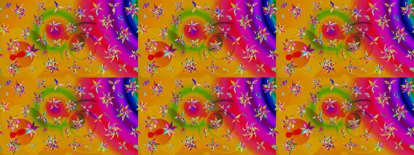 Sarı renklerde. Raster illüstrasyonu. Çiçek buketleriyle klasik tarzda eskiz deseni.