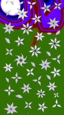 Çiçekli çiçek deseni, suluboya. Raster deseni. Süslü kumaş deseni.