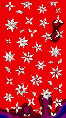 Kırmızı renkte şirin bir tekstil. Renkli çizim kalıbı. Raster illüstrasyonu. Çiçek arkaplan. Çiçek duvar kağıdı.