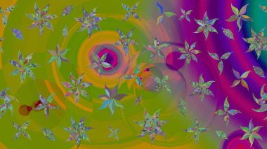 Chichi 'nin kumaş kalıbını çiz. Raster illüstrasyonu. Çiçek deseni. Renkli Bahar Teması eskiz kalıbı. Düz Çiçek Elementleri Tasarımı.