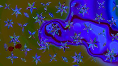 Arkaplan dokusu, duvar kağıdı, yeşil renkli çiçek teması. Kabile sanatı boho baskısı, klasik çiçek arkaplanı. Soyut etnik raster çizim kalıbı.