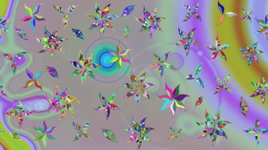 Suluboya tarzında gri renkli çiçekler. Raster illüstrasyonunda çiçek deseni çizimi.