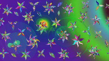 Güzel kumaş deseni. Renkli Bahar Teması eskiz kalıbı. Raster illüstrasyonundaki çiçek desenli çizim. Düz Çiçek Elementleri Tasarımı.