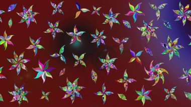 Kırmızı renkte etnik çiçeklerle süslenmiş zarif bir eskiz şekli. Asya Tekstil 'inde Raster Çiçek İllüstrasyonu.