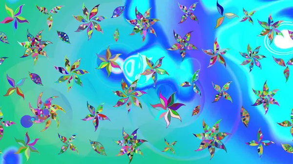 Düz Çiçek Elementleri Tasarımı. Chichi 'nin kumaş kalıbını çiz. Renkli Bahar Teması eskiz kalıbı. Raster illüstrasyonu. Çiçek deseni.