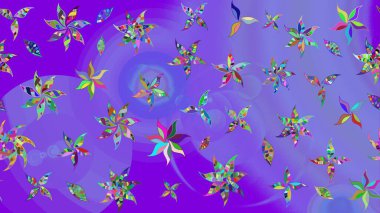 Mor kıvırcık çiçekler mor renkte şekillenir. Klasik çiçek tasarımı elementleri. Raster illüstrasyonu.