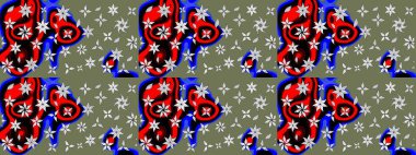 Kıvırcık, parlak örgü. Raster illüstrasyonu. Eski moda arka plan. Çiçek çelengi. Güzel, parlak, pürüzsüz kumaş, tuval. Desen, çizim, çiçek sınırı..