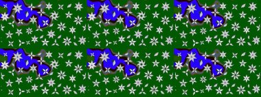 Millefleur 'lar. Tekstil, kumaş, kapaklar, duvar kağıtları, baskı, naylon, koleksiyon defteri, örgü, dekupaj için güzel bir eskiz. Küçük yeşil çiçekli oldukça eski bir besin torbası deseni..