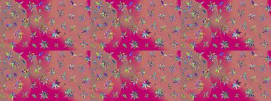 Davetiye ve kartpostal tasarımı için dekoratif çiçek unsurları. Şirin, zarif çiçekler Raster illüstrasyonu. Poster ya da kapak için arka plan. Yapraklı çizim şekli. Tekstil için figür.