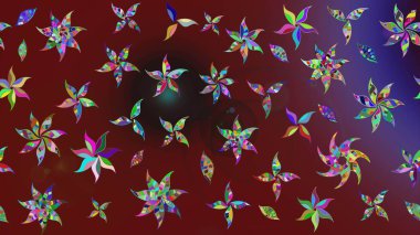 Kırmızı renkte etnik çiçeklerle süslenmiş zarif bir eskiz şekli. Asya Tekstil 'inde Raster Çiçek İllüstrasyonu.