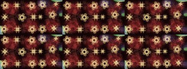 Kahverengi, siyah ve kırmızı kar taneleri. Raster illüstrasyonu. Kar tanelerinin soyut arkaplanlı Noel şablonu. Noel ve Yeni Yıl moda baskıları için tatil tasarımı.