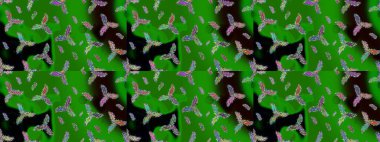 Modern tasarım posteri, kapak tasarımı, yeşil, siyah ve mavi renkli kart tasarımı. Son moda kar taneleri ve elementler onun kartlarını gösteriyor. Kar taneleri tasarımı. Retro biçim dokusu, şablon kış elementleri.