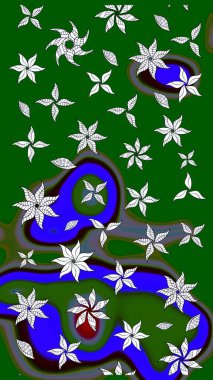 Çiçek. Yeşil renklerde. Taslak dekoratif arka plan, çiçek mandala. Raster illüstrasyonu.