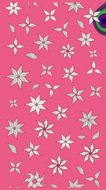 Sevimli çiçek raster deseni. Düz Çiçek Elementleri Tasarımı. Pembe renkli çiçekler. Renkli Bahar Teması çizim şablonu.