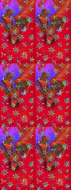 Kırmızı renkte sevimli çiçekler. Raster illüstrasyonu. Küçük çiçekli basit bir çiçek çizimi. Moda baskısı, albüm, ambalaj kağıdı, duvar kağıdı için zarif dekoratif süslemeler..