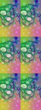 Yeşil renkli çiçekler. Raster illüstrasyonunda çiçek deseni çizimi.