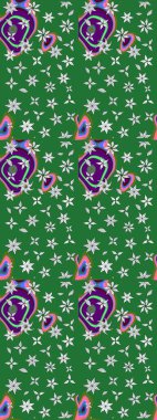 Miles Fleur, süslü püslü bir süs. Eskiz geçmişi. Kumaş, tekstil, duvar kağıdı baskısı için. Eski usul. Tomurcukları papatya çiçekleri olan sevimli bir çiçek deseni. Raster illüstrasyonu.