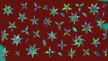 Asya tekstil tarzında. Kırmızı renkte çiçekler. Raster illüstrasyonu. Raster illüstrasyonu. Çiçek desenini çiz.