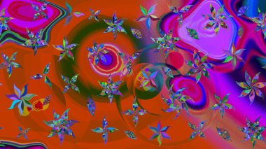 Raster. Zarif, parlak ve turuncu çiçek desenli tasarım. Sabıka baskıları, bebek kıyafetleri, duvar kâğıtları, paket kutuları vb..