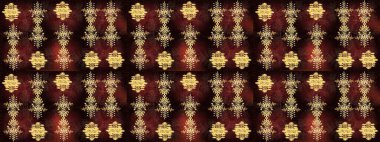 Noel stili. Raster illüstrasyonu. Kahverengi, siyah ve sarı renkte kar taneleri.