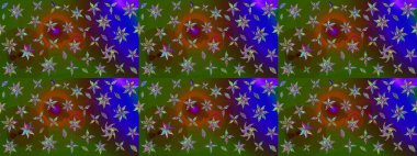 Raster illüstrasyonu. Miles Fleur, süslü püslü bir süs. Eskiz geçmişi. Kumaş, tekstil, duvar kağıdı baskısı için. Tomurcukları papatya çiçekleri olan sevimli bir çiçek deseni. Antika retro tarzı.