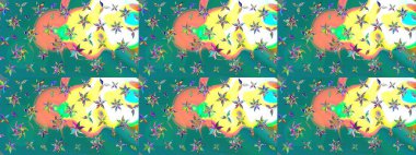 Poster ya da kapak için arka plan. Tekstil için figür. Yapraklı çizim şekli. Davetiye ve kartpostal tasarımı için dekoratif çiçek unsurları. Sevimli zarif çiçekler Raster illüstrasyonu.