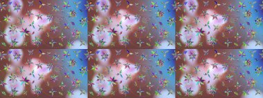 Tarafsız renklerde çiçekler. Raster illüstrasyonunda çiçek deseni çizimi.