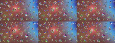 Robot resim. Küçük çiçekte güzel bir desen. Çiçekli yaz çiçekleri. Motley illüstrasyonu. Küçük renkli çiçekler. Moda baskıları için zarif bir şablon.