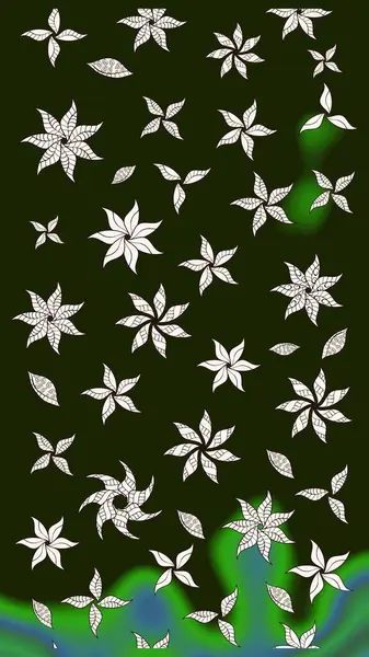 Raster illüstrasyonundaki çiçek desenli çizim. Raster illüstrasyonu. Gri renklerde. Güzel kumaş deseni.