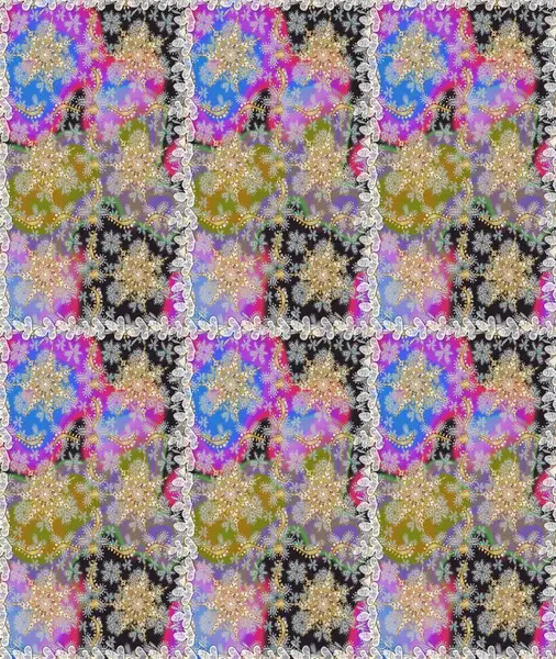 Klasik çiçek dokusu. Kart, duvar kağıdı, ambalaj ve tekstil için klasik tasarım. Altın şablon. Gri renkli Royal retro. Raster illüstrasyonu. Çizim kalıbı altın elementler.