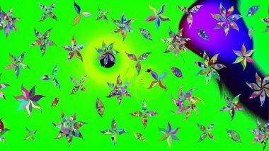 Ağaç dallı bahar çiçekleri ile desen, çiçek siluetiyle yeşil renkler. Raster deseni.