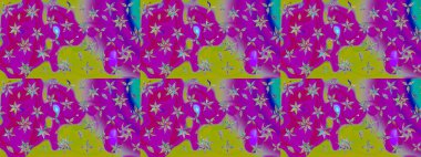 Düz Çiçek Elementleri Tasarımı. Raster. Renkli Bahar Teması çizim şablonu.