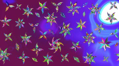 Raster suluboya çiçek deseni, narin çiçekler, mor çiçekler, tebrik kartı şablonu. Güzel kumaş deseni.