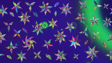 Küçük çiçekteki sevimli çiçek deseni. Raster illüstrasyonu. Yumuşak, mavi renkte yaz çiçekleri. Raster deseni.