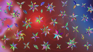 Raster illüstrasyonu. Kahverengi renkte yaz çiçekleri. Raster çiçek desenli ve çiçekli..