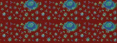 Düz Çiçek Elementleri Tasarımı. Çiçeksel fantezi tasarımı ve parlak bir arka plan çizimi. Renkli Bahar Teması çizim şablonu.