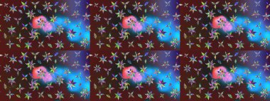 Küçük bir çiçekte eskiz deseni. Hoş bir çiçek geçmişi var. Raster illüstrasyonu. Güzel kumaş deseni.