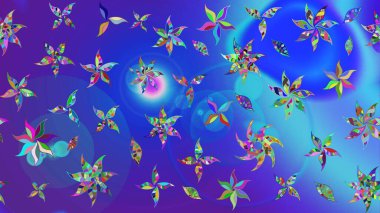 Davetiye ve kartpostal tasarımı için dekoratif çiçek unsurları. Yapraklı çizim şekli. Tekstil için figür. Şirin, zarif çiçekler Raster illüstrasyonu. Poster veya kapak için arkaplan.