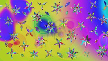 Yumuşak, mor renkte bahar çiçekleri. Raster illüstrasyonu. Raster çiçek desenli ve çiçekli..