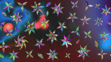 Raster suluboya çiçek deseni, narin çiçekler, mor çiçekler, tebrik kartı şablonu. Güzel kumaş deseni.